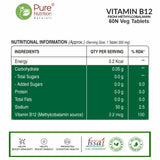 Vitamin B12 Methylcobalamin - 60 Vegetarian Tablets | Supports Energy and Overall Wellness for Men and Women