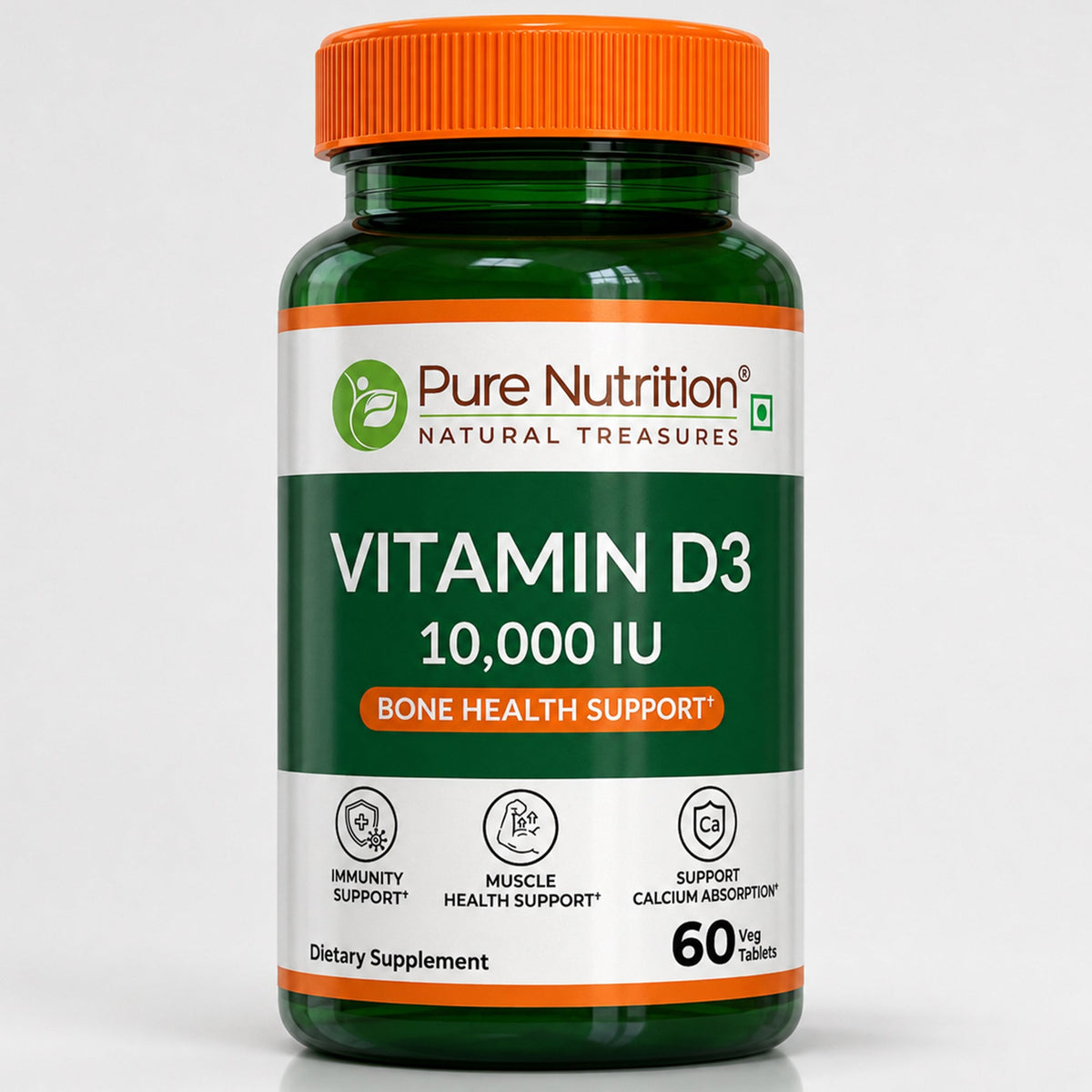 Vitamin D3 10,000 IU | 250 mcg Vitamin D3 | 60 Vegetarian Tablets - Nutrition by Pure Nutrition