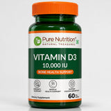 Vitamin D3 10,000 IU | 250 mcg Vitamin D3 | 60 Vegetarian Tablets - Nutrition by Pure Nutrition