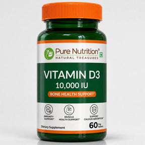 Vitamin D3 10,000 IU | 250 mcg Vitamin D3 | 60 Vegetarian Tablets - Nutrition by Pure Nutrition