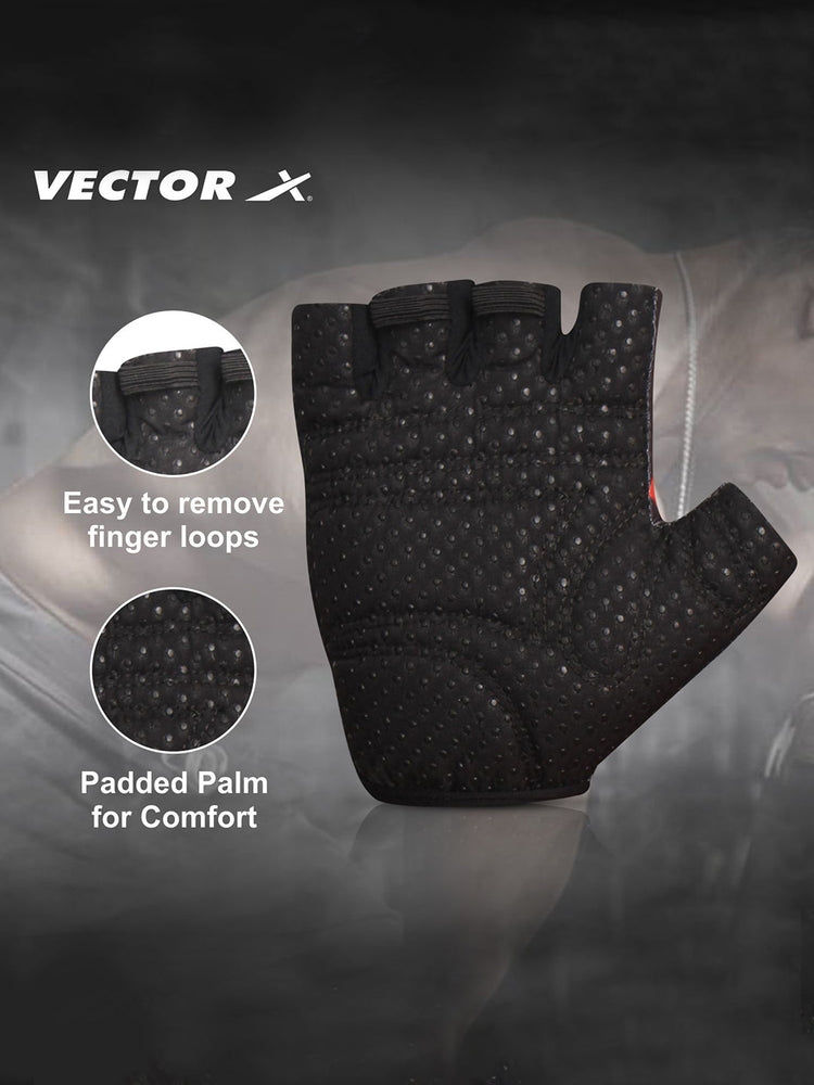 Vector X VX-300 Hexa Gym Fitness Fingerless Gloves for Men and Women Sports Practice Gloves Wrist Support Use for Gym, Weight Lifting,Fitness,Exercise
