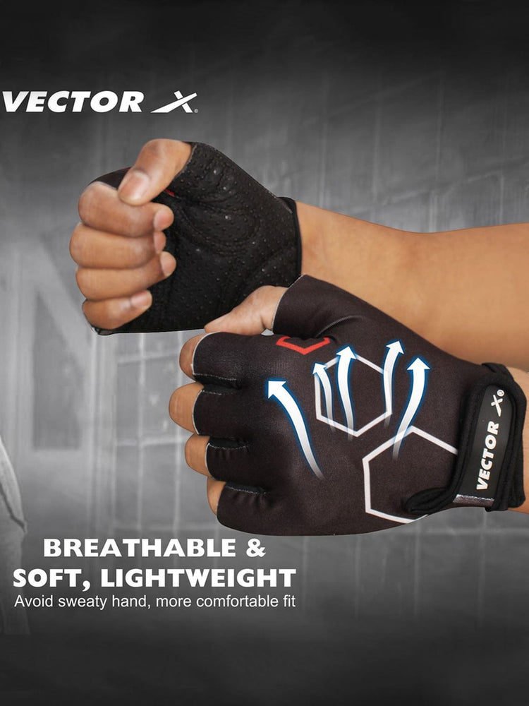 Vector X VX-300 Hexa Gym Fitness Fingerless Gloves for Men and Women Sports Practice Gloves Wrist Support Use for Gym, Weight Lifting,Fitness,Exercise