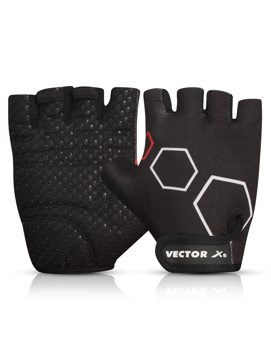 Vector X VX-300 Hexa Gym Fitness Fingerless Gloves for Men and Women Sports Practice Gloves Wrist Support Use for Gym, Weight Lifting,Fitness,Exercise