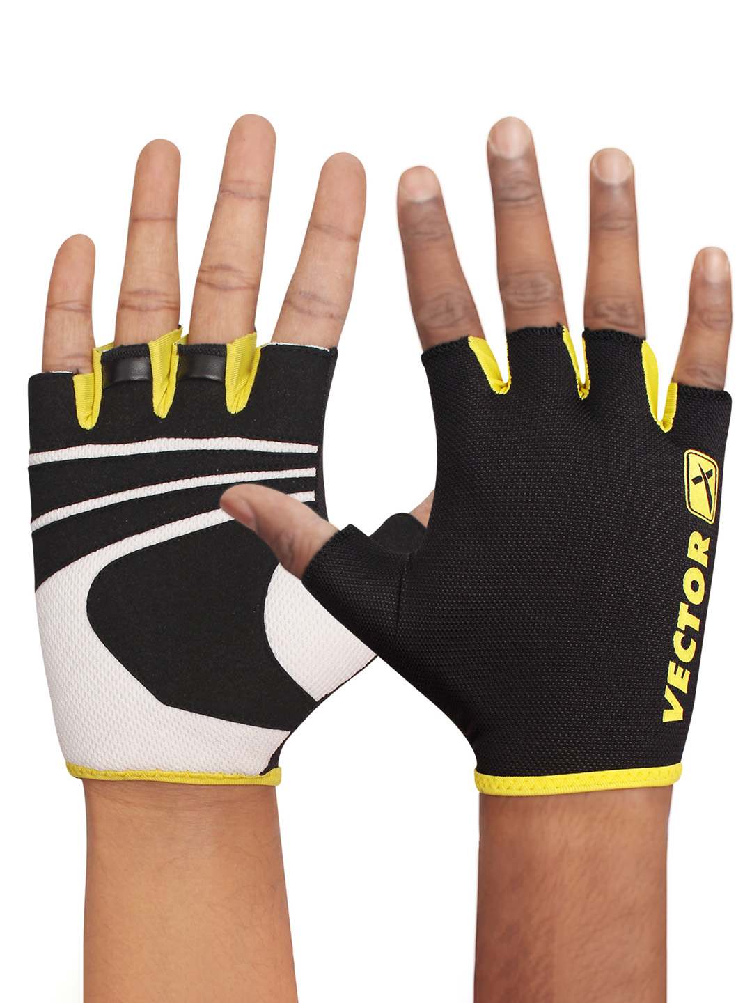 Vector X VX 450 Unisex Workout Fingerless Weight Lifting Gloves for Men and Women Excellent Grip for Weightlifting, Cycling, Exercise, Training, Pull ups, Fitness, Climbing and Rowing