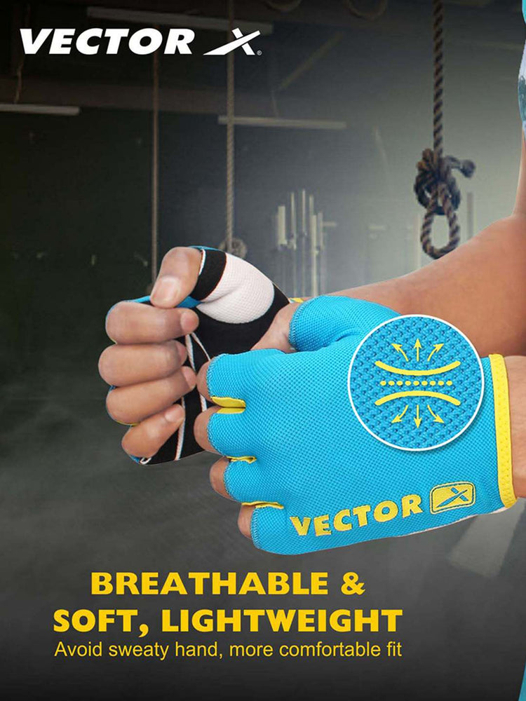 Vector X VX 450 Unisex Workout Fingerless Weight Lifting Gloves for Men and Women Excellent Grip for Weightlifting, Cycling, Exercise, Training, Pull ups, Fitness, Climbing and Rowing