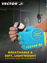Vector X VX 450 Unisex Workout Fingerless Weight Lifting Gloves for Men and Women Excellent Grip for Weightlifting, Cycling, Exercise, Training, Pull ups, Fitness, Climbing and Rowing