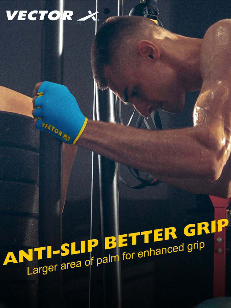 Vector X VX 450 Unisex Workout Fingerless Weight Lifting Gloves for Men and Women Excellent Grip for Weightlifting, Cycling, Exercise, Training, Pull ups, Fitness, Climbing and Rowing