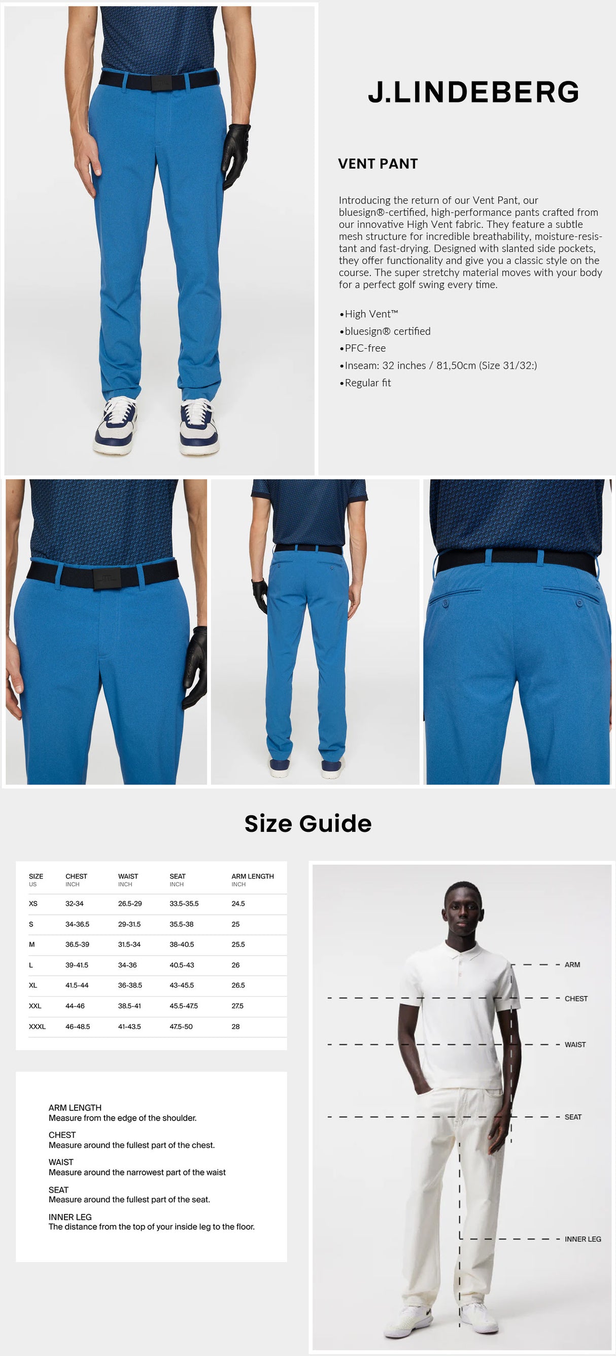 J Lindeberg Men’s Vent Pant - Dark Blue