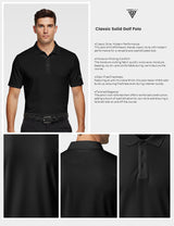 Viper Golf Men's Classic Solid Golf Polo - Black (Indian Sizes)