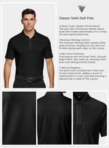 Viper Golf Men's Classic Solid Golf Polo - Black (Indian Sizes)