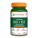 Vitamin D3 + K2 from Lichen - 120 Tablets - Nutrition by Pure Nutrition