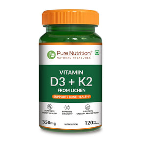Vitamin D3 + K2 from Lichen - 120 Tablets - Nutrition by Pure Nutrition