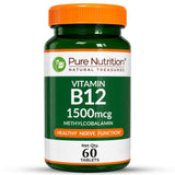 Vitamin B12 Methylcobalamin 1500mcg | Brain, Nerve & Energy Support | 60 Tablets - Nutrition by Pure Nutrition