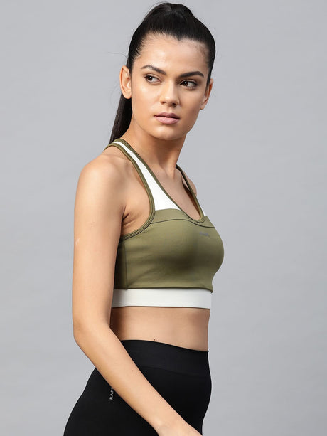 Alcis Women Olive Green Full Coverage Lightly Padded Workout Bra | Alcis