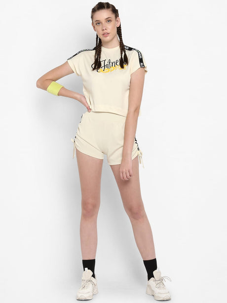 Alcis Women Solid Off White Shorts | Alcis