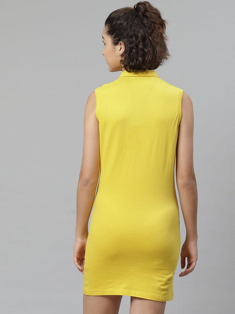 Alcis Women Yellow Solid Pure Cotton Sustainable T-shirt Dress | Alcis