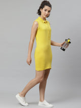Alcis Women Yellow Solid Pure Cotton Sustainable T-shirt Dress