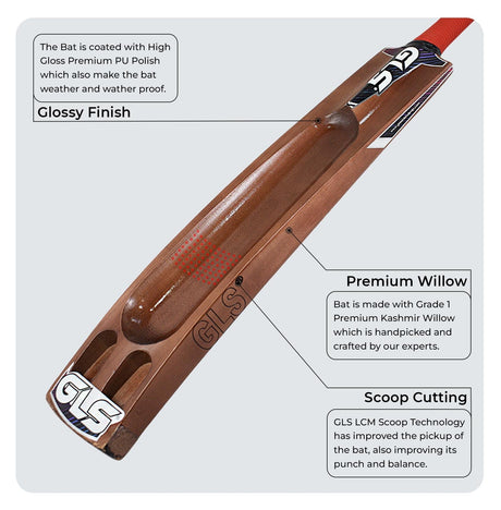 GLS Destroyer Walnut Kashmir Willow Scoop Bat for Hard Tennis Ball | Greenland Enterprises (Gls Sports)