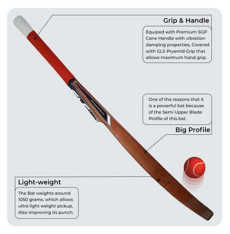 GLS Destroyer Walnut Kashmir Willow Scoop Bat for Hard Tennis Ball | Greenland Enterprises (Gls Sports)