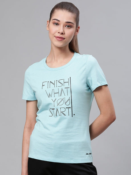 Alcis Women Printed Blue Crew | Alcis