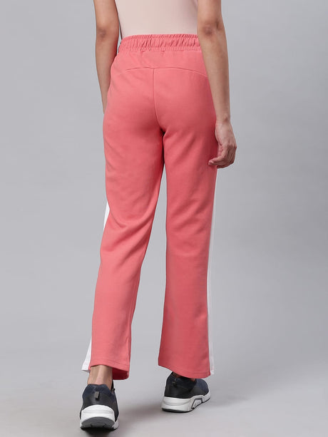 Alcis Women Coral Pink Slim Fit Solid Track Pants | Alcis
