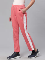 Alcis Women Coral Pink Slim Fit Solid Track Pants