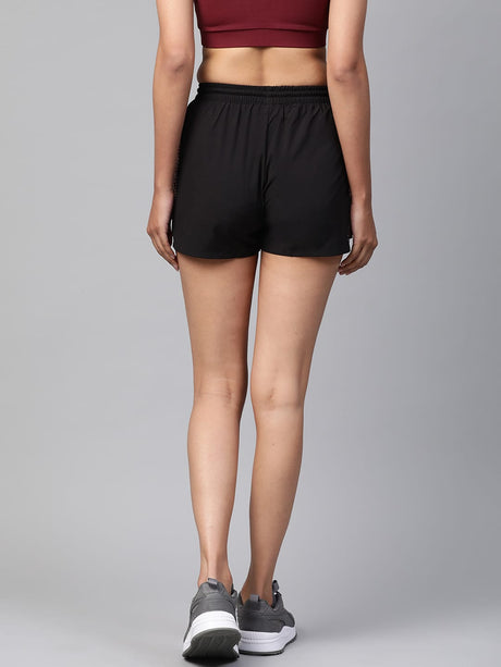 Alcis Women Black Solid Slim Fit Regular Shorts | Alcis