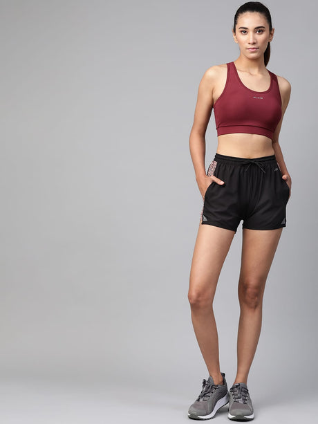 Alcis Women Black Solid Slim Fit Regular Shorts | Alcis