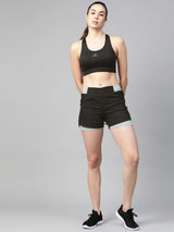 Alcis Black Solid Full Coverage Lightly Padded Workout Bra