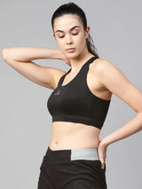 Alcis Black Solid Full Coverage Lightly Padded Workout Bra