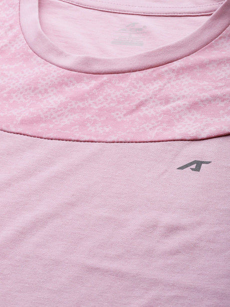 Alcis Women Pink Printed Slim Fit Round Neck T-shirt | Alcis