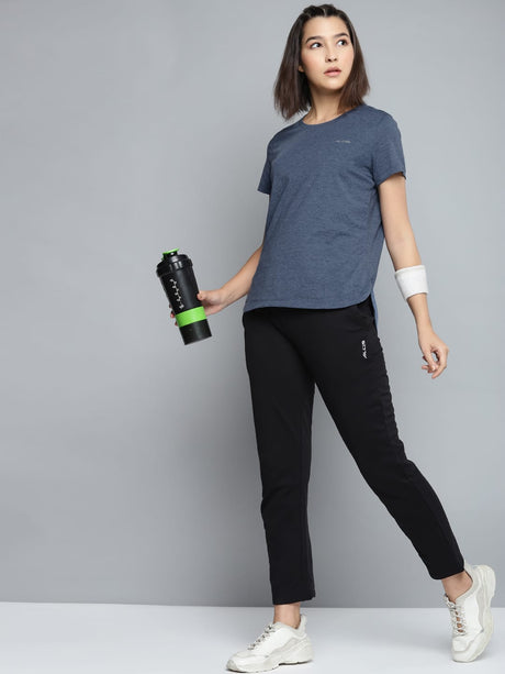 Alcis Women Solid Navy Blue Tee | Alcis