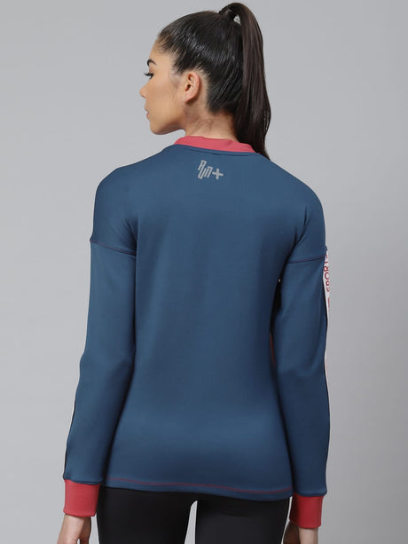Alcis Women Red Blue Solid Sweatshirt | Alcis