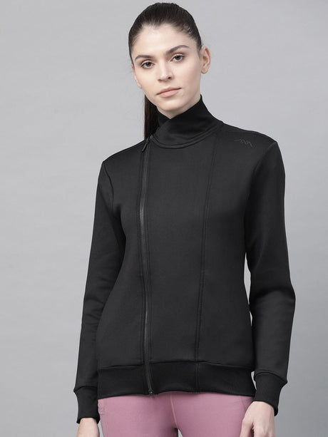Alcis Nari Women Black Solid Lightweight Sporty Jacket | Alcis