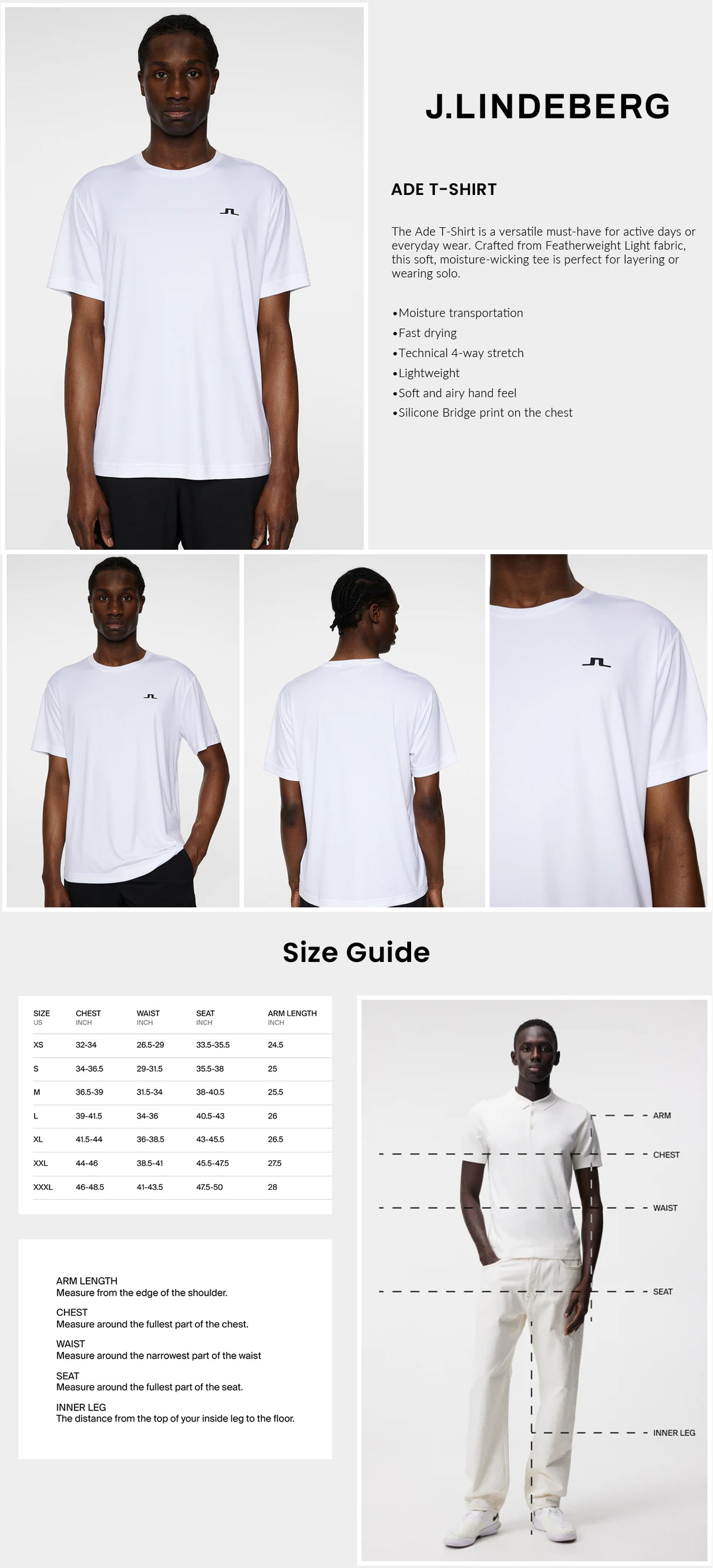 J Lindeberg Men's Ade T-Shirt - White