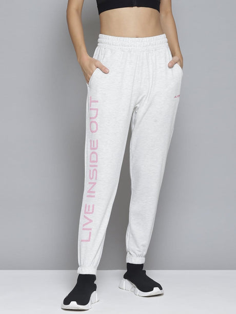 Alcis Women White Printed Slim-Fit Joggers | Alcis