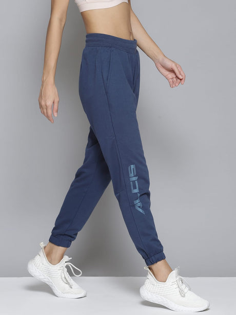 Alcis Women Blue Printed Slim-Fit Joggers | Alcis