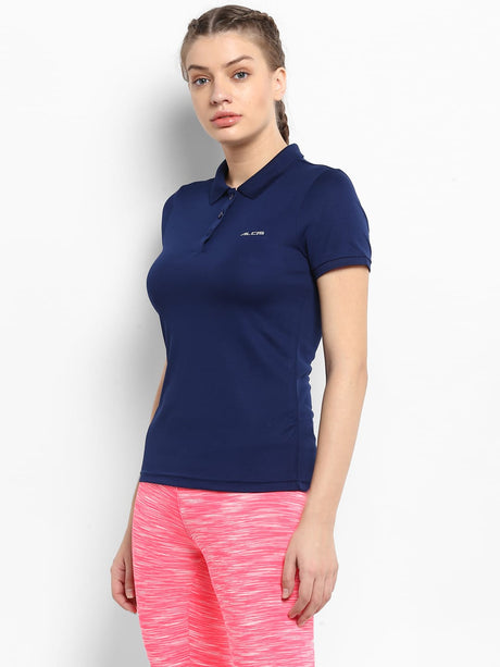 Alcis Women Solid Navy Blue Tshirts | Alcis