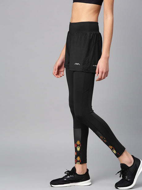 Alcis Women Black Solid Leggings cum Shorts | Alcis