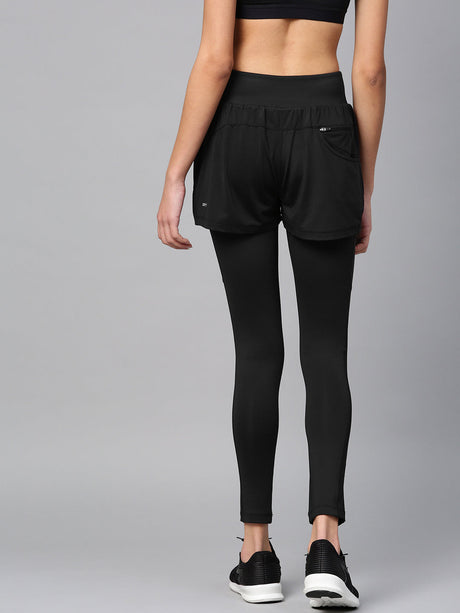 Alcis Women Black Solid Leggings cum Shorts | Alcis