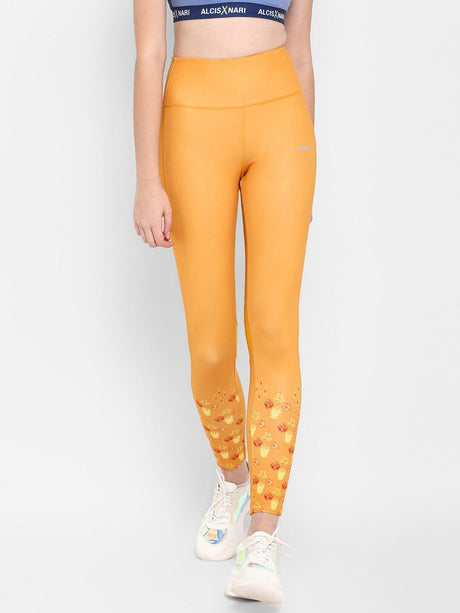 Alcis Women Yellow Solid Tights | Alcis