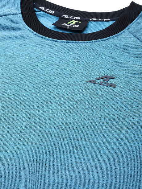 Alcis Women Teal Blue Black Self-Design Sweatshirt | Alcis