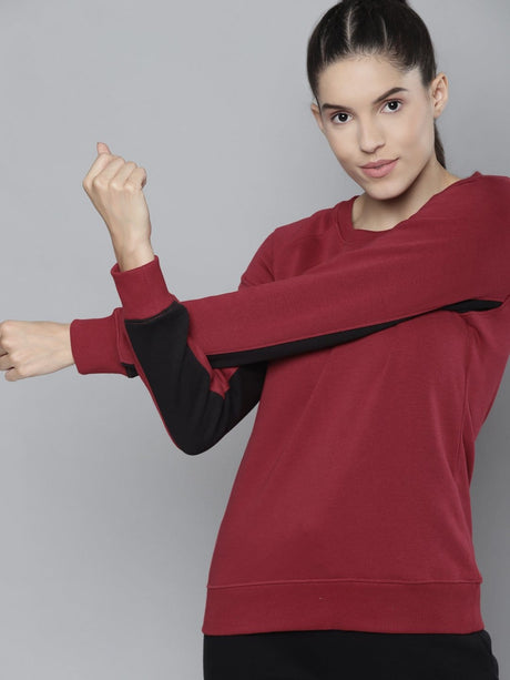 Alcis Women Solid Maroon Sweatshirts | Alcis