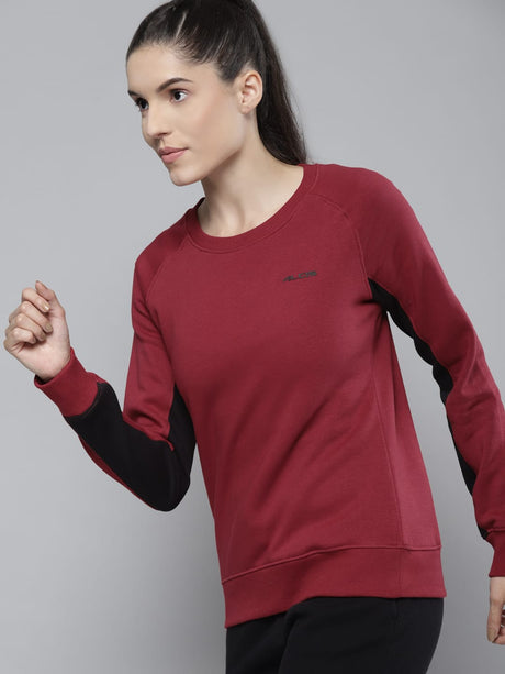 Alcis Women Solid Maroon Sweatshirts | Alcis
