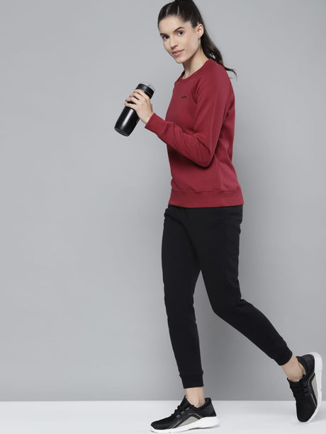 Alcis Women Solid Maroon Sweatshirts | Alcis