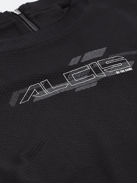 Alcis Women Black Self Design Sweatshirt | Alcis