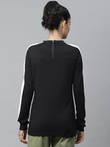 Alcis Women Black Self Design Sweatshirt