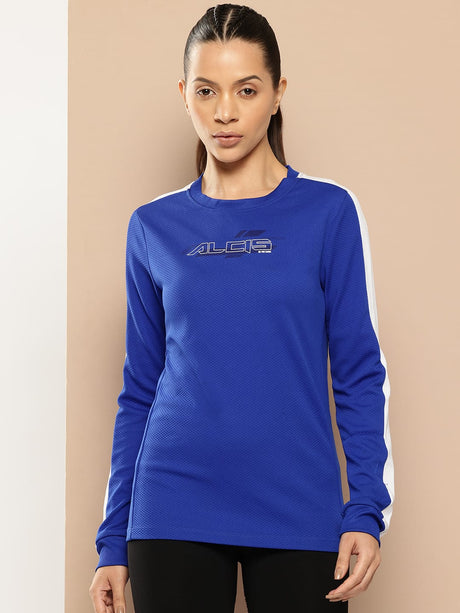 Alcis Women Blue Self Design Sweatshirt | Alcis