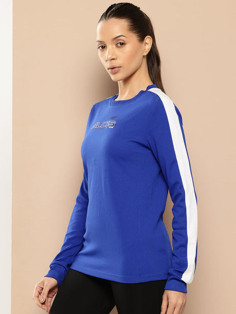 Alcis Women Blue Self Design Sweatshirt | Alcis