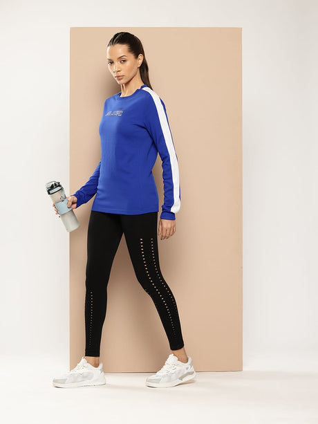 Alcis Women Blue Self Design Sweatshirt | Alcis